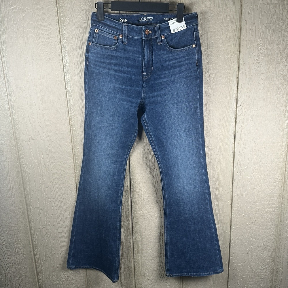 NEW J. Crew Skinny Flare Jeans Womens Sz 26Petite Blue Medium Wash Denim Stretch
